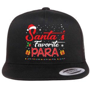 Santas Favorite Para Christmas Paraprofessional Teacher Flat Bill Trucker Hat