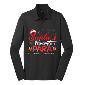 Santas Favorite Para Christmas Paraprofessional Teacher Silk Touch Performance Long Sleeve Polo