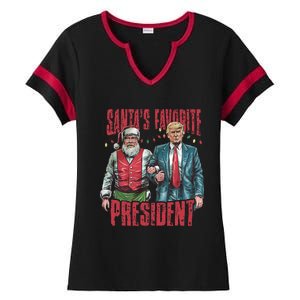 SantaS Favorite President Christmas Funny Trump Xmas Pajama Ladies Halftime Notch Neck Tee