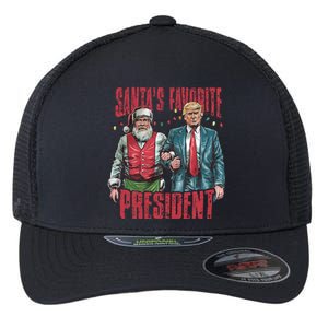 SantaS Favorite President Christmas Funny Trump Xmas Pajama Flexfit Unipanel Trucker Cap