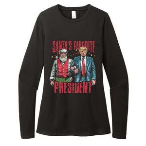 SantaS Favorite President Christmas Funny Trump Xmas Pajama Womens CVC Long Sleeve Shirt