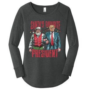 SantaS Favorite President Christmas Funny Trump Xmas Pajama Women's Perfect Tri Tunic Long Sleeve Shirt