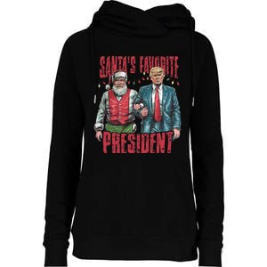 SantaS Favorite President Christmas Funny Trump Xmas Pajama Womens Funnel Neck Pullover Hood