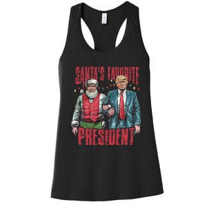 SantaS Favorite President Christmas Funny Trump Xmas Pajama Women's Racerback Tank