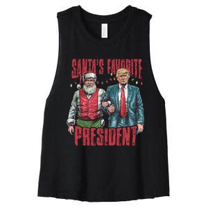 SantaS Favorite President Christmas Funny Trump Xmas Pajama Women's Racerback Cropped Tank