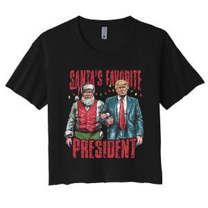 SantaS Favorite President Christmas Funny Trump Xmas Pajama Women's Crop Top Tee