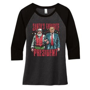 SantaS Favorite President Christmas Funny Trump Xmas Pajama Women's Tri-Blend 3/4-Sleeve Raglan Shirt