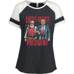 SantaS Favorite President Christmas Funny Trump Xmas Pajama Enza Ladies Jersey Colorblock Tee