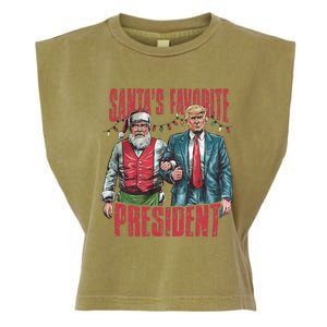 SantaS Favorite President Christmas Funny Trump Xmas Pajama Garment-Dyed Women's Muscle Tee