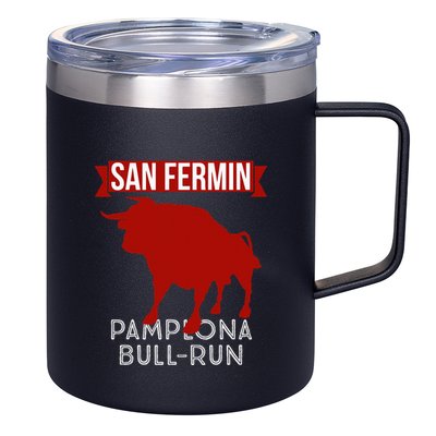 San Fermin Pamplona Bull Run Spain Bull Fighting Festival 12oz Stainless Steel Coffee Mug