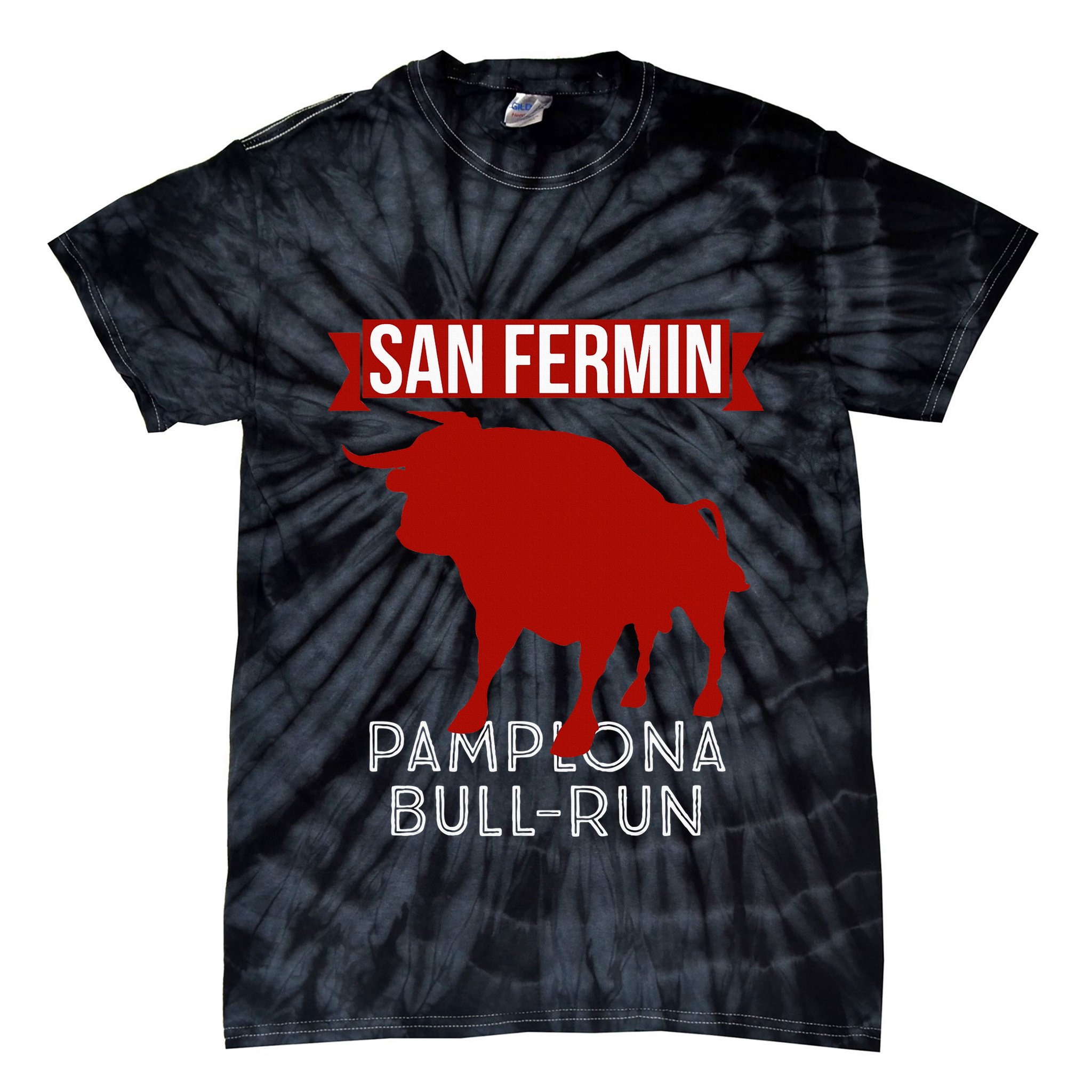 San Fermin Pamplona Bull Run Spain Bull Fighting Festival Tie-Dye T-Shirt