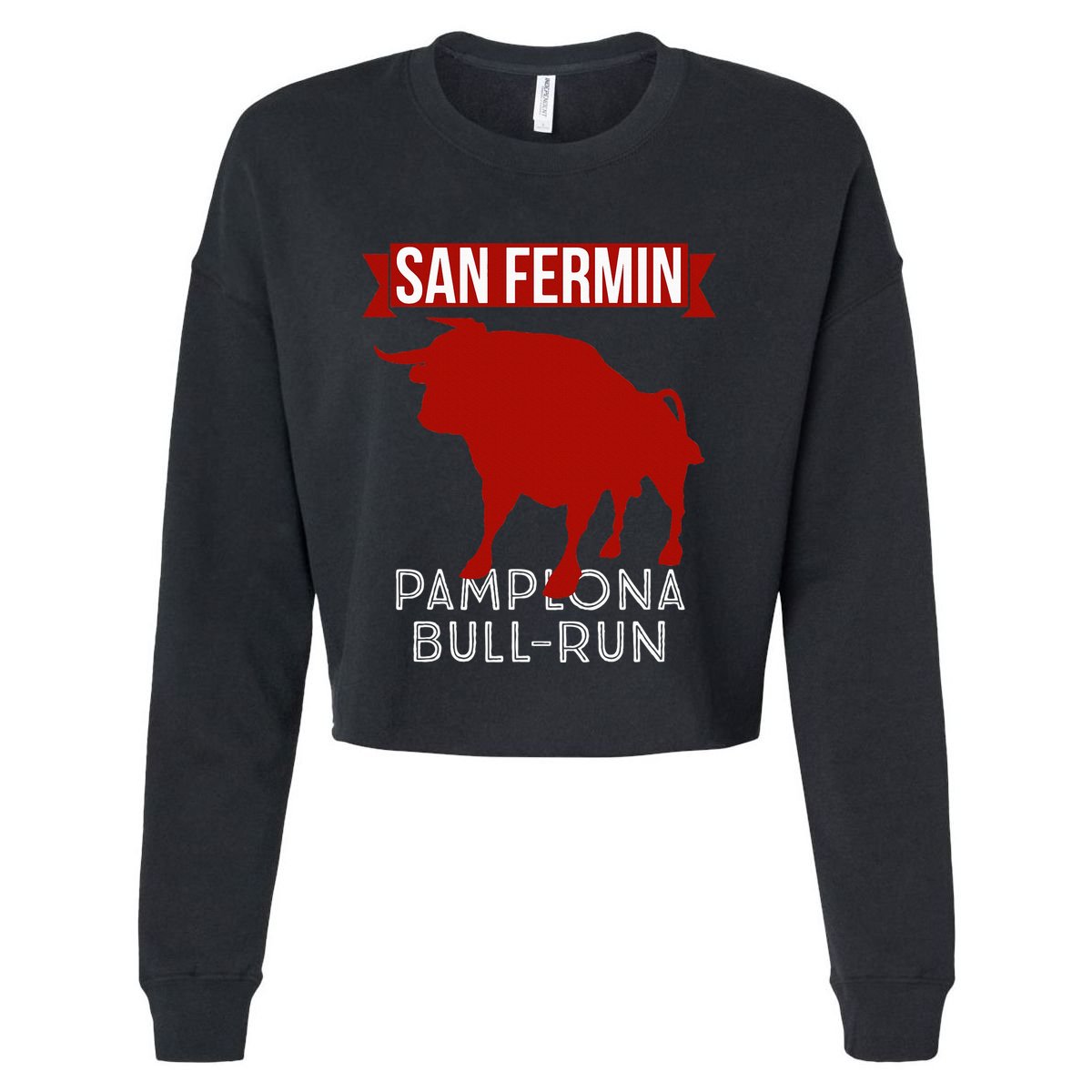 San Fermin Pamplona Bull Run Spain Bull Fighting Festival Cropped Pullover Crew