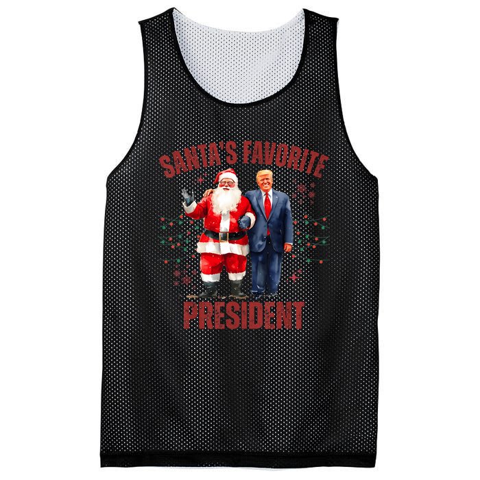 SantaS Favorite President Christmas Funny Trump Xmas Pajama Mesh Reversible Basketball Jersey Tank