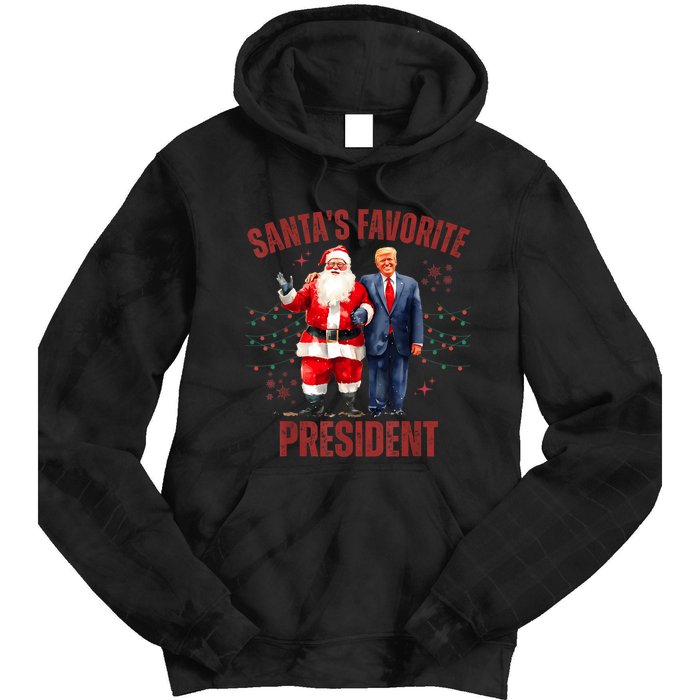 SantaS Favorite President Christmas Funny Trump Xmas Pajama Tie Dye Hoodie