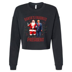 SantaS Favorite President Christmas Funny Trump Xmas Pajama Cropped Pullover Crew