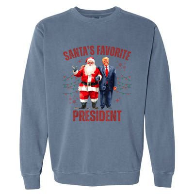 SantaS Favorite President Christmas Funny Trump Xmas Pajama Garment-Dyed Sweatshirt