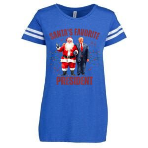 SantaS Favorite President Christmas Funny Trump Xmas Pajama Enza Ladies Jersey Football T-Shirt