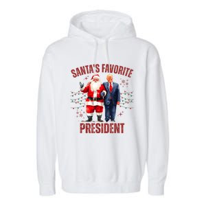 SantaS Favorite President Christmas Funny Trump Xmas Pajama Garment-Dyed Fleece Hoodie