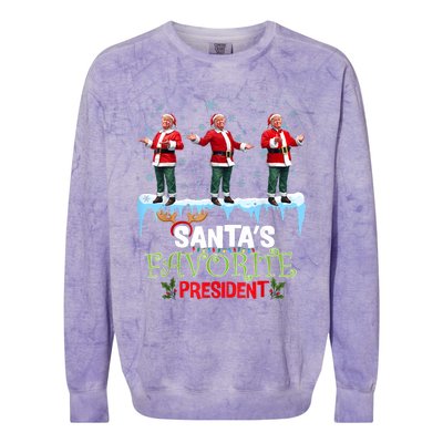 SantaS Favorite President Santa Trump Dance Funny Christmas Colorblast Crewneck Sweatshirt