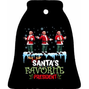 SantaS Favorite President Santa Trump Dance Funny Christmas Ceramic Bell Ornament