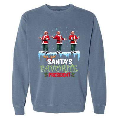 SantaS Favorite President Santa Trump Dance Funny Christmas Garment-Dyed Sweatshirt