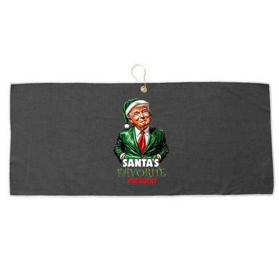 SantaS Favorite President Funny Trump Christmas Xmas Pajama Large Microfiber Waffle Golf Towel