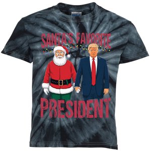 SantaS Favorite President Funny Trump Christmas Xmas Pajama Kids Tie-Dye T-Shirt