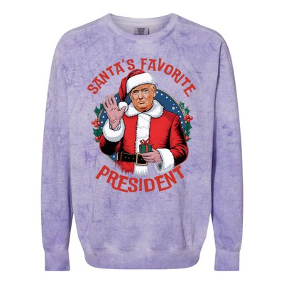 SantaS Favorite President Trump Christmas Pajama Holiday Colorblast Crewneck Sweatshirt