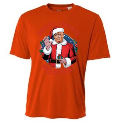 SantaS Favorite President Trump Christmas Pajama Holiday Cooling Performance Crew T-Shirt