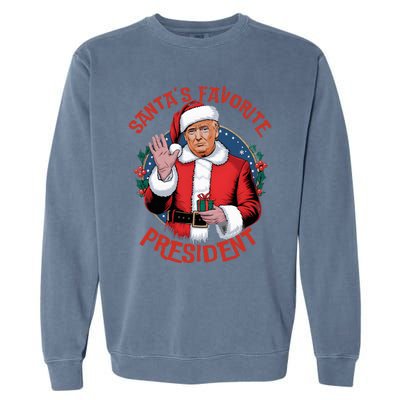 SantaS Favorite President Trump Christmas Pajama Holiday Garment-Dyed Sweatshirt