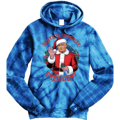 SantaS Favorite President Trump Christmas Pajama Holiday Tie Dye Hoodie