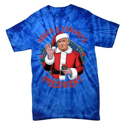 SantaS Favorite President Trump Christmas Pajama Holiday Tie-Dye T-Shirt