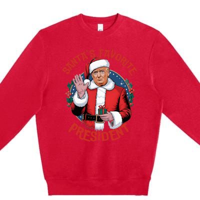 SantaS Favorite President Trump Christmas Pajama Holiday Premium Crewneck Sweatshirt