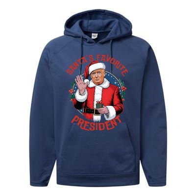 SantaS Favorite President Trump Christmas Pajama Holiday Performance Fleece Hoodie