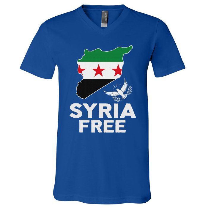 Syria Free Patriotic Syrian Map Liberation Peace Unity Home V-Neck T-Shirt