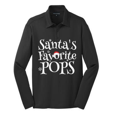 SantaS Favorite Pops Grandpa Funny Christmas Dad Gift Silk Touch Performance Long Sleeve Polo