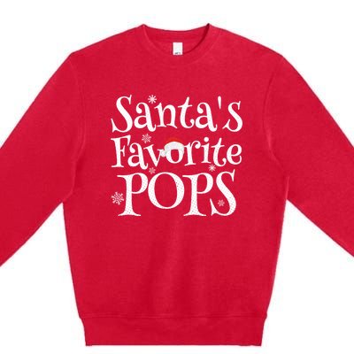 SantaS Favorite Pops Grandpa Funny Christmas Dad Gift Premium Crewneck Sweatshirt