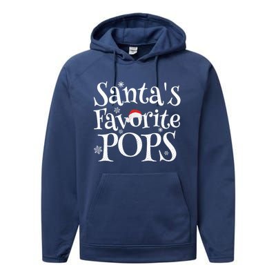 SantaS Favorite Pops Grandpa Funny Christmas Dad Gift Performance Fleece Hoodie