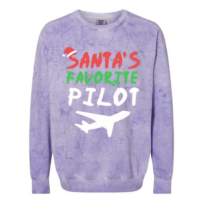 Santas Favorite Pilot Funny Christmas Santa Xmas Airline Colorblast Crewneck Sweatshirt