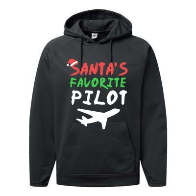 Santas Favorite Pilot Funny Christmas Santa Xmas Airline Performance Fleece Hoodie