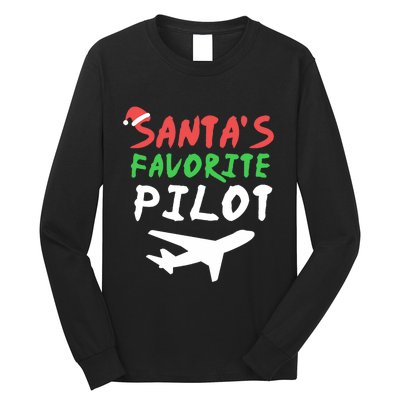 Santas Favorite Pilot Funny Christmas Santa Xmas Airline Long Sleeve Shirt