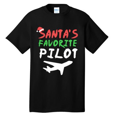 Santas Favorite Pilot Funny Christmas Santa Xmas Airline Tall T-Shirt