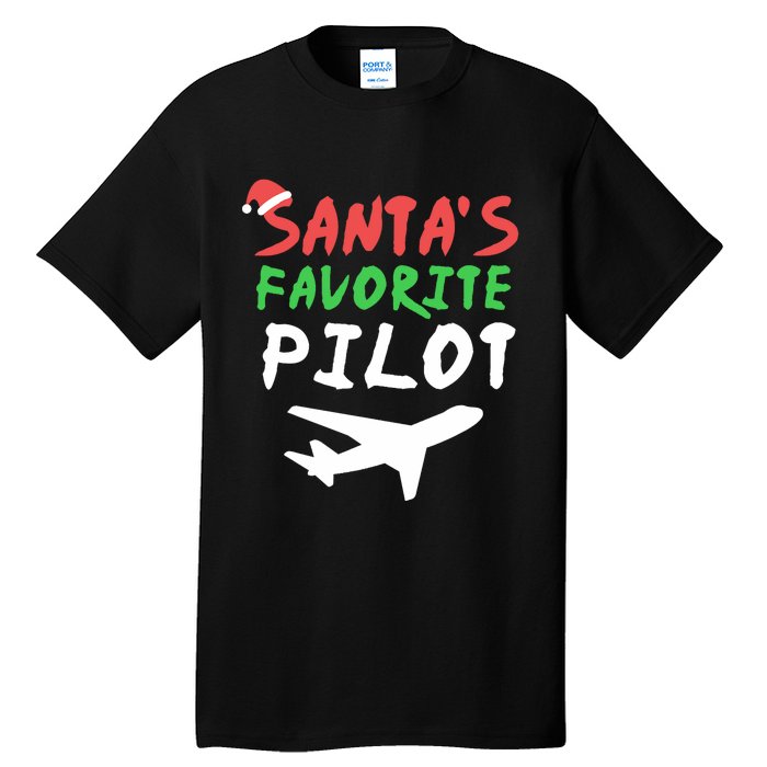 Santas Favorite Pilot Funny Christmas Santa Xmas Airline Tall T-Shirt