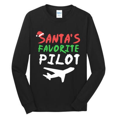 Santas Favorite Pilot Funny Christmas Santa Xmas Airline Tall Long Sleeve T-Shirt