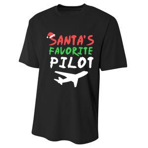 Santas Favorite Pilot Funny Christmas Santa Xmas Airline Performance Sprint T-Shirt