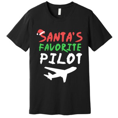 Santas Favorite Pilot Funny Christmas Santa Xmas Airline Premium T-Shirt