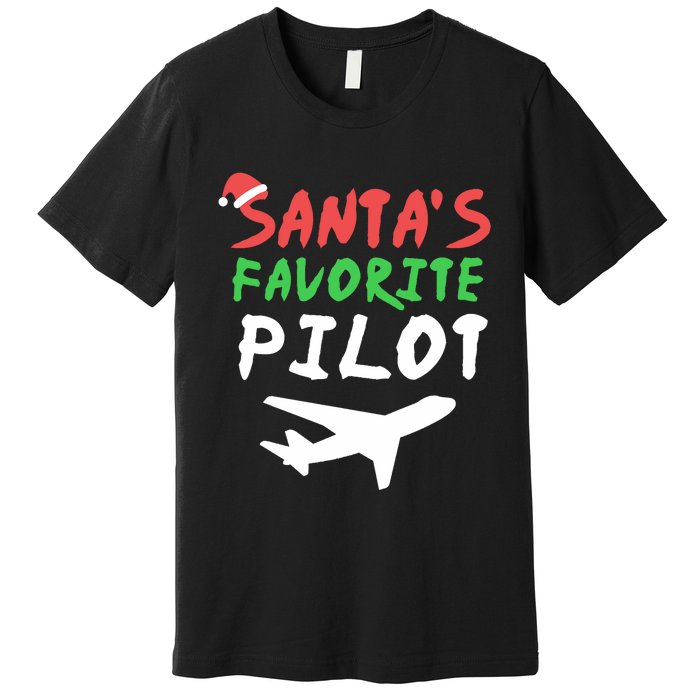 Santas Favorite Pilot Funny Christmas Santa Xmas Airline Premium T-Shirt