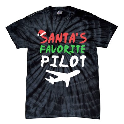 Santas Favorite Pilot Funny Christmas Santa Xmas Airline Tie-Dye T-Shirt