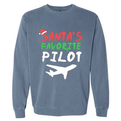 Santas Favorite Pilot Funny Christmas Santa Xmas Airline Garment-Dyed Sweatshirt