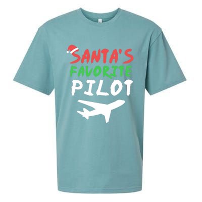 Santas Favorite Pilot Funny Christmas Santa Xmas Airline Sueded Cloud Jersey T-Shirt